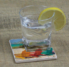 Absorbent Stone Coaster - Beach Chairs