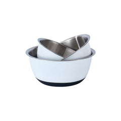 Mixing Bowl Set - White w/Silicone Bottom (3 pc)