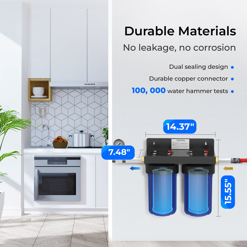 Waterdrop 2Stage Whole House Water Filter System Reduce Iron&Manganes