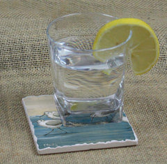 Absorbent Stone Coaster - Sandpipers on the Beach