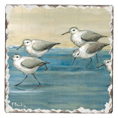 Absorbent Stone Coaster - Sandpipers on the Beach