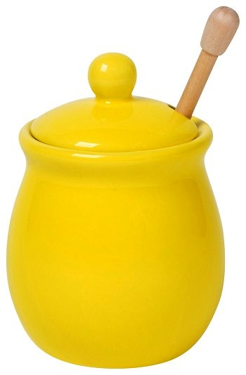 Honey Pot w/Bamboo Dipper Lemon