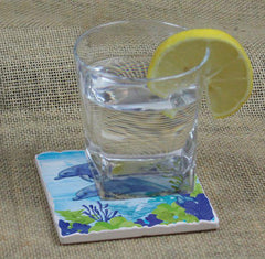 Absorbent Stone Coaster - Dolphin Duo