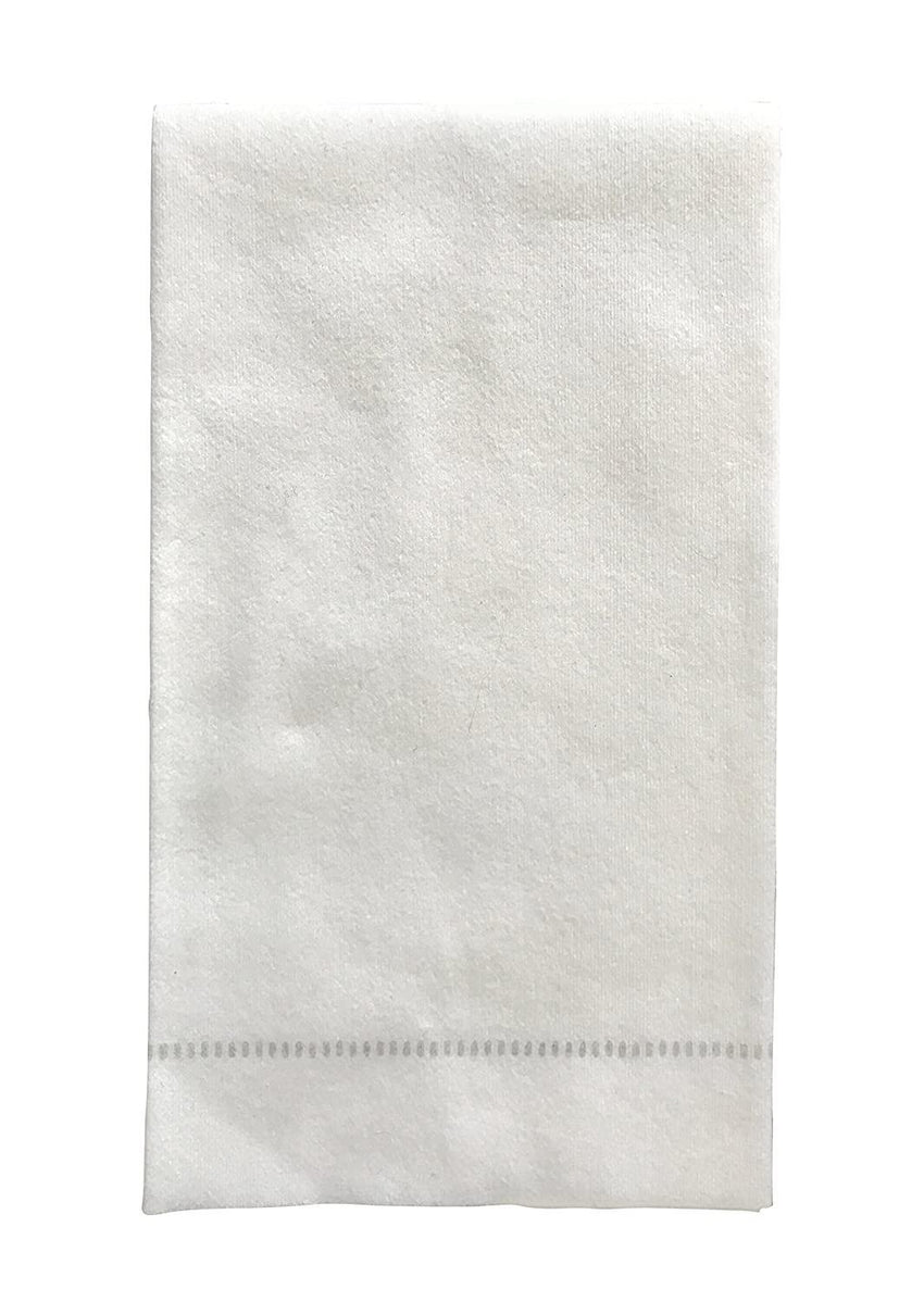 Guest Towel - White/Silver Stitch