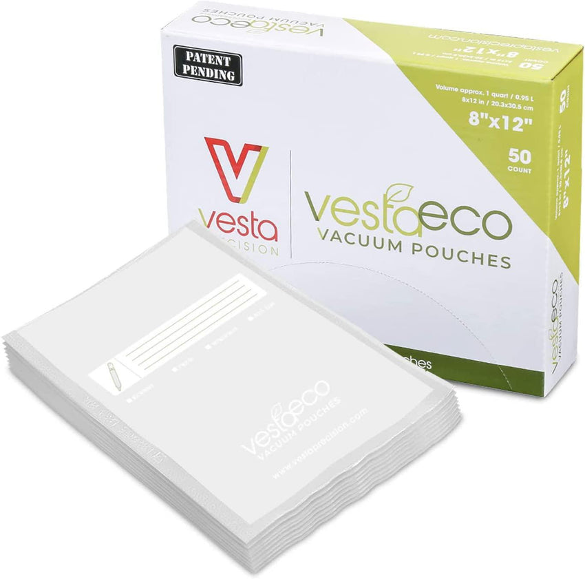 Vesta Eco Sous Vide 3 mil Pouches - 8" x 12" (50 count)