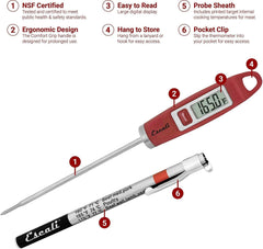 Escali Gourmet Digital Thermometer - Red (NSF Certified)
