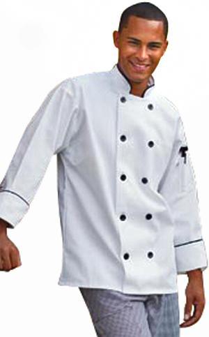 Chef Coat Madrid White W/Black Piping LG