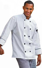 Chef Coat Madrid White W/Black Piping