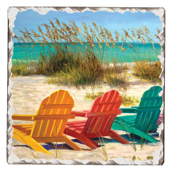 Absorbent Stone Coaster - Beach Chairs