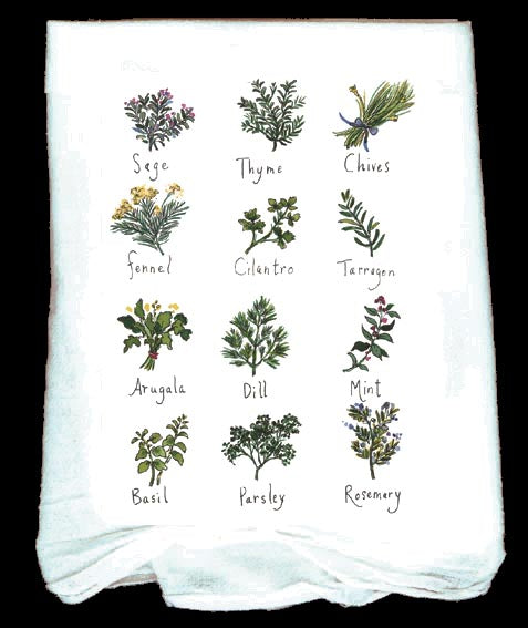 Herbs Spices Kitchen Towels, Tea Towels, Flour Sack Towels