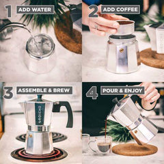 Grosche Stovetop Espresso Coffee Maker (6 cup)