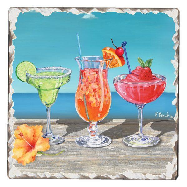 Absorbent Stone Coaster - Beach Cocktails
