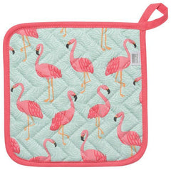 Flamingos Potholder 8"