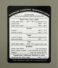 Cooking Temperature Reference Label