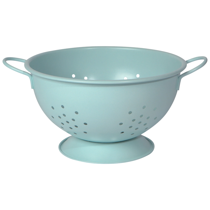 Matte Steel Colander Robins Egg (11x8.5x5)