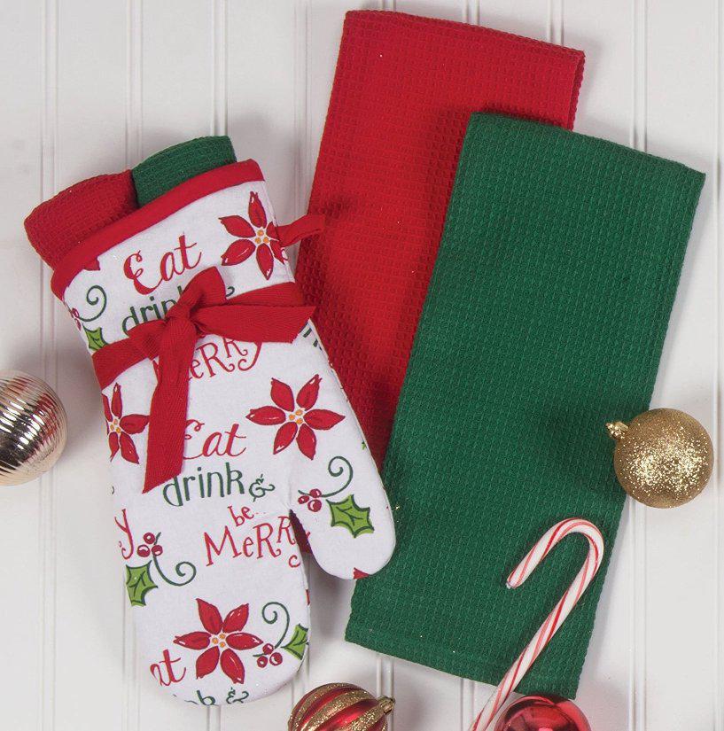 Oven Mitt Gift Set Eat Drink And Merry