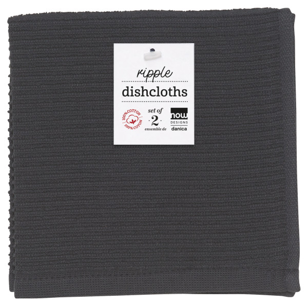 Dish Cloth Ripple Black Set/2